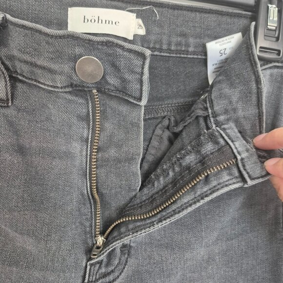 Böhme Womens High-Waisted Black Washed Straight-Leg Denim Jeans Size 25 - Picture 5 of 7